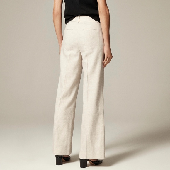 New JCREW Size 2 Carolina Flare Pants in Stretch Linen Blend Flax $168 BZ404 - Picture 4 of 6